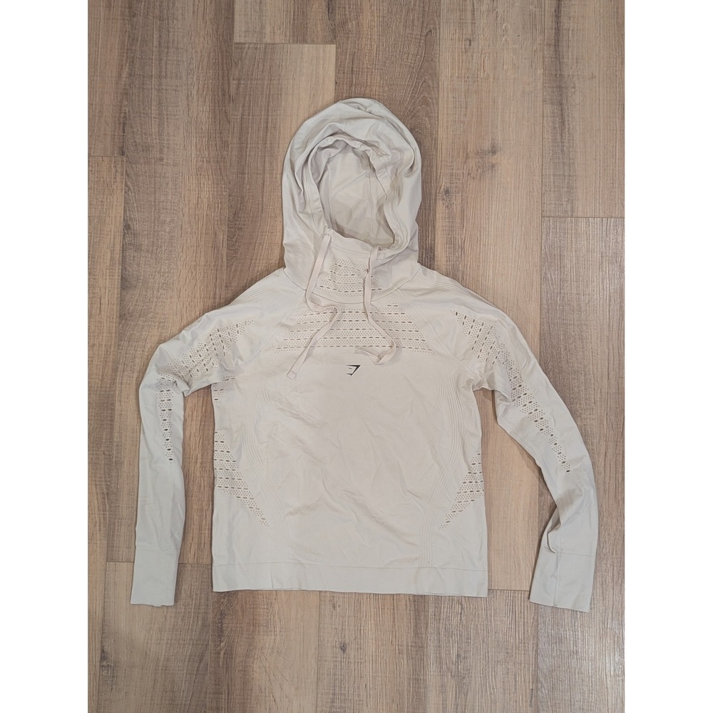 Gymshark Energy Seamless Hoodie Women S Bone Cream Cowl Neck Pullover GLPO5327